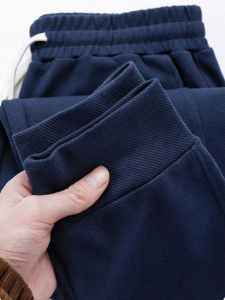 กางเกงวอร์มทรงหลวมสไตล์อเมริกันย้อนยุคสำหรับผู้ชายและผู้หญิง กางเกงขายาวทรงตรงผ้าคอตตอนผสมโพลีเอสเตอร์ ทรงหลวม ทรงหลวม ทรงหลวม