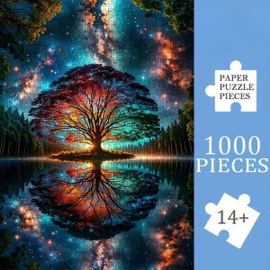1000pcs of Adult Puzzle - Frameless - Puzzle of The Tree of Life and The Reflection of The Universe and The Milky Way