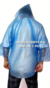2PCS D34 Jas Hujan Sekali Pakai Emergency Plastik Tipis Disposable Raincoat