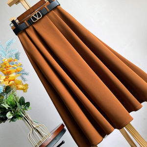 Váy Chữ a Cạp Cao Xếp Ly Công Sở Mùa Xuân Hè Cho Nữ Váy Dài Vừa Phải Váy Chữ a Dáng Rộng Thời Trang Thường Ngày