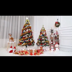 Artificial Christmas Tree with LED String Lights & Ornaments - PVC Material Easy to Set Up for Home Xmas Decor | Pokok Krismas