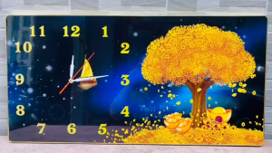 Tranh đồng hồ tráng gương thuận buồm xuôi gió trang trí decor phòng khách quà tặng