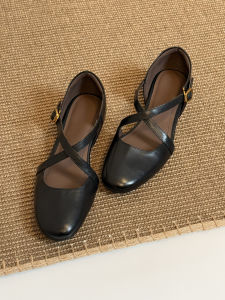 CAIZINI | Vintage Style Cross Strap Mary Jane Flats Heeled Women Shoes