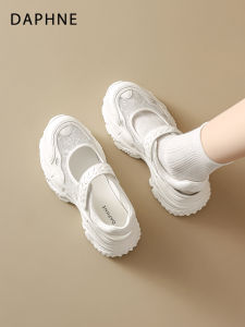 Daphne | Breathable Women Sports Shoes White Fall Mary Jane Lace-up Sneakers