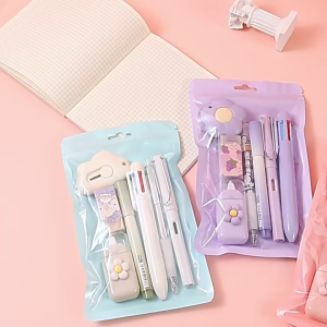 7-In-1 Stationery Set Gel Pen Highlighter Ballpoint Pen Eternal Pencil Tape Eraser Knife Kids Prize Cute 7in1 Ballpoint Pen Gradient Stationery Set Correction  Pencil Eraser Correction Tape Knife School Office Writing Suppliy Student Office Supplies