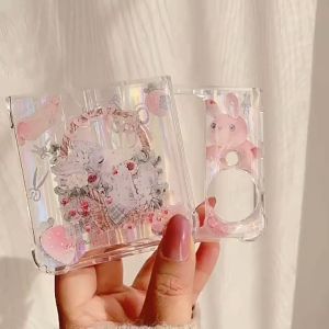 !!เคสโทรศัพท์มือถือสำหรับ OPPO Find N3 Flip  Find N2 Flip พิมพ์ลาย Rabbit & Flowers สีสันคิ้วท์มินิมอล สไตล์เกาหลี น่ารักๆ