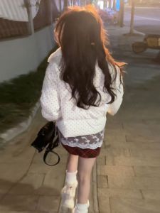 CHANGTONG | Fashionable Thickened Corduroy Cotton Jacket Polka Dot Print Korean Style Loose Fit Winter Outerwear Elegant Small Size