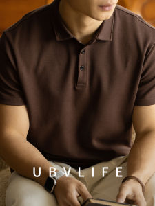 UBV | Light Business Double-faced Air Layer Cotton Short Sleeve Polo Shirt Mens Plain Turn-down Collar