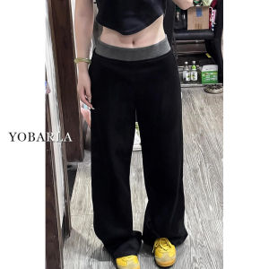 Quần Dài Thường Ngày Màu Đen Cho Nữ Mùa Đông Lót Lông Cừu Cỡ Lớn Rộng Rãi Thoải Mái Quần Dài Thể Thao Rộng Rãi