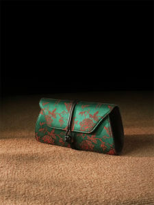 Chinese Style Designer Handbag Green Cloud Silk Embroidered Silk Single Shoulder Bag Floral Elements High-End Sensation