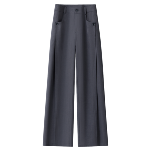 Gray Suit Wide Leg Pants Womens High Waist Slimming Drape Casual Straight Leg Trousers Korean Style Commute Fashion