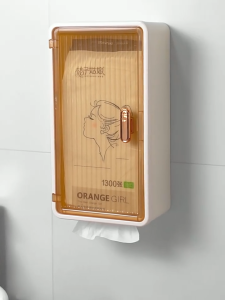 VINTLOOK กล่องทิชชู่ติดผนังแบบไม่เจาะรูสีใสชั้นเก็บของดูดีกล่องเก็บของไฮเอนด์กล่องทิชชูขนาดใหญ่เรียบง่าย