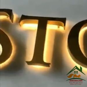 Logo Chữ Nổi Đèn Hắt Sáng Chân.Bảng Quảng Cáo Sáng Đèn.Logo Sáng Chân Mặt Alu Gương-Gia Công Theo Yêu Cầu.Socdecor.vn.