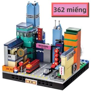 362 Chiếc Hồng Kông Thành Phố Street View Khối Xây Dựng Bộ DIY Sáng Tạo Đồ Chơi Xếp Hình Cho Trẻ Em Quà Tặng Sinh Nhật Kiến Trúc Bộ Mô Hình