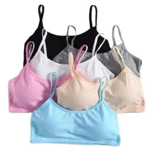 8-16 Y Kids Young Girls Solid Soft Cotton Bra Girls Full Cup Breathable Removable Chest Cushion Underwear Training Puberty Bras