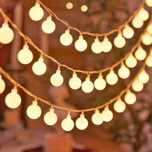 LED Frosted Globe String Lights Home&Outdoor Holiday DecorGlobe Camping Tent Decor Light Strings PartyNew YearChristmas Decor
