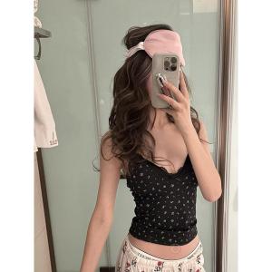 Áo Ba Lỗ Ren Hoa Đeo Vai Nhỏ Mùa Hè 2025 Dành Cho Nữ Áo Lót Ngực Trong Cổ Chữ V Áo Khoác Ngoài Áo Ba Lỗ Cổ Chữ V