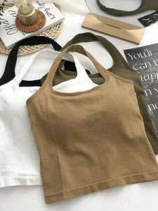 Womens Sleeveless Hollow out Solid Color Vest Neck Hanging Design Summer Street Style Fashion Womens Tank Top
