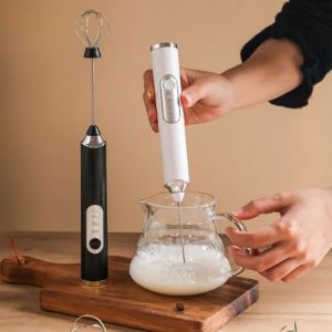 💥Dream Best🔥 Coffee Frother Rechargeable Milk Frother and Electric Egg Beater Wireless Milk Mixer Household Electric Mixing Rod (White)