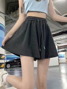 กางเกงขาสั้นขากว้างเอวสูงสําหรับผู้หญิงฤดูร้อนสไตล์เกาหลีเข้าได้หลายชุดหลวมกางเกงกระโปรงทรงเออินเทรนด์