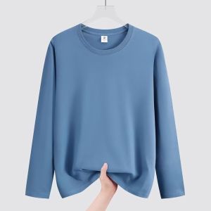Loose Long Sleeve Womens T-shirt Inner Lined Base Layer Shirt plus Size Casual Comfortable Polyester Fiber round Neck Top