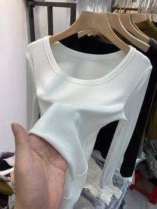 LUOSHAO | Slim Fit Cotton Long Sleeve T-shirt with Fleece for Autumn and Winter