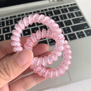 Girl Accessories Pengikat Rambut 4 Pcs Hair Ties Spiral Hair Ties No Damage Thick High Elasticity Colorful Student Getah Rambut Spiral Anti Kusut & Tidak Tinggalkan Kesan Lekuk 电线发圈
