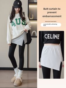 Casual Sweatshirt Fake Hem Matching Half Skirt Bottoming Tool Butt Covering A-Line Mini Skirt Pure Cotton Blend Bodycon Fit
