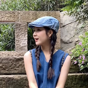 Retro Denim Beret Hat Face Slimming Casual Spicy Girl Duckbill Cap Fashionable Spring Summer Autumn Seasonal Trendy Hat