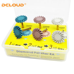 6Pcs/Set Dental Rubber Polisher Composite Resin Polishing Discs Diamond System Burs RA Dentistry Polish Wheel Spiral Flex Tools