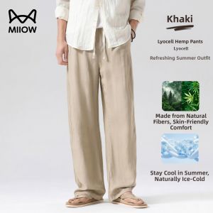 MiiOW | Thin Breathable Tencel Ramie Mens Casual Straight Pants