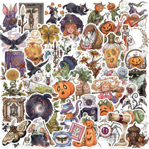 Goth Hoạt Hình Halloween Phù Thủy Graffiti Dán Kinh Dị Đầu Bí Ngô Đề Can 10/30/50 Bộ DIY Hành Lý Laptop Sổ Lưu Trang Trí