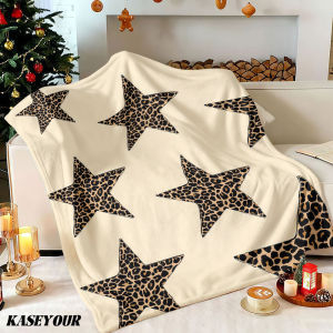 Beast Kingdom | Leopard Print Stars Winter Summer Flannel Blanket Throw Fleece Soft Fuzzy Plush Cozy Fleece Blankets for Sofa Ideal Gifts
