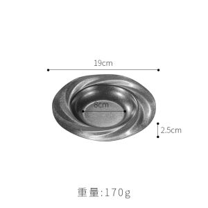 Retro Stainless Steel Plate Creative Pattern Pasta Salad Plate Gold Color Restaurant Serving Plate Industrial Style Deep Dish round Plate