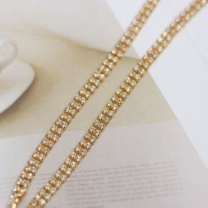 Dây Pha Lê Hai Hàng 90cm DIY Trang Trí Cho Quần Áo Mũ Dây Chuyền Trang Trí Đá AB Màu Bạc Vàng