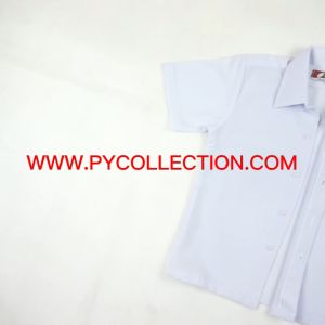 Combo Deal Sepasang ~ Kemeja Putih Pendek Licin + Seluar Panjang Rendah / Baju Sekolah Jenama Black Cat BC002 / BC021