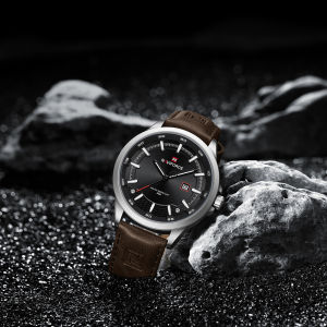 NAVIFORCE นาฬิกาควอตซ์ง่ายผู้ชายของแท้สายหนังระบายอากาศได้NF9248L นาฬิกาลำลองแฟชั่นของผู้ชาย30เมตรปฏิทินเรืองแสงกันน้ำ