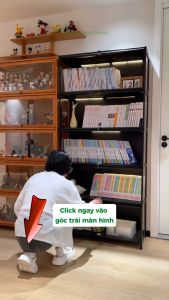 Tủ trưng bày mô hình 3 mặt trong suốt chất liệu gỗ tre được chọn lọc  tủ sách nhiều ngăn để phòng phòng ngủ phòng khách văn phòng..