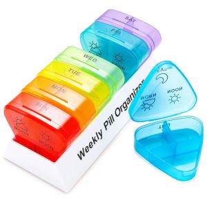 1PCS Weekly Pill Organizer 3 Times a Day 21 Compartments Pill Organizer BPA Free Medicine Portable Pill Container for Vitamin