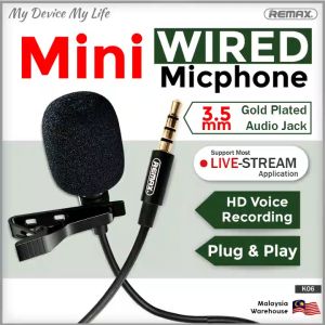 REMAX K06 Mini Microphone Clip Build-in Noise Reduction Chip Plug & Play Live stream Good Voice 360 Magnetic Omnidirectional Pickup