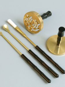 Black Ebony Wood Handle Incense Ceremony Tool Set for Beginners including Incense Stick Pressing Tools Copper Material from China