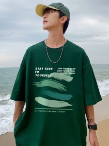 Áo Thun Nam Cotton Phong Cách Mỹ Mùa Hè Mới in Họa Tiết Thời Trang Thường Ngày Tay Ngắn Dáng Rộng Thoải Mái