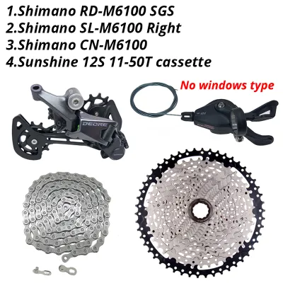 SHIMANO | Shimano Deore M6100 1x12 Speed Derailleurs Groupset 12 Speed Right Shift Lever Dowel CN Chain RD Sunshine Cassette 46T 50T 52T
