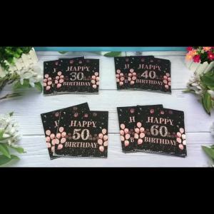 10Pcs 33x33cm Black 30th 40th 50th 60th Birthday Napkins Adult Happy Birthday Party Anniversary Disposable Tissue Table Supplies