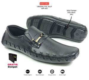 sepatu pria kulit sapi model sol tanam full kulit sol karet anti slip lentur nyaman di pakai