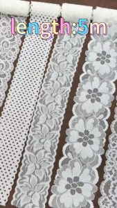 (5 Meters/roll) White Elastic Lace Sewn Textile Fabric Home Clothing Wedding Dress Accessories Decoration Handmade DIY