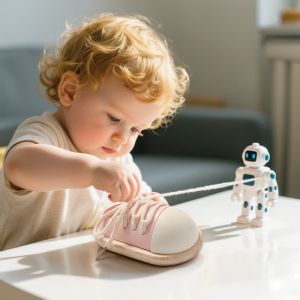 Shoelace Threading Teaching Toys Kids Toddlers Fine Motor Skills Toy Learn to Tie Shoelaces Toy Early Educational Toy Boys Girl
