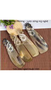 Lược Sừng Rồng chạm 2 mặt ( size: M-18cm) Mỹ nghệ Hà Phương quà tặng ý nghĩa