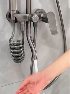 TISAS Stainless Steel Dual Water Sources Shower Set For Bathroom Rainfall Hot and Cold Shower Set With Faucet and Applicable to Water Heaters Bathroom Rain Shower Head Complete Set With Knob Shower Bidet Set 4 in 1