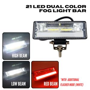 21 LED DUAL COLOR FOG LIGHT W/FLASHER HEADLIGHT BAR FOR MOTORCYCLE 12V 3135-2 UNIVERSAL [PRETTY USEFUL]